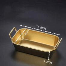 Gold Plated Rectangle Dish With Handle