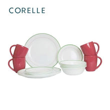 Corelle 16pc Dinner Set - Double Ring Green