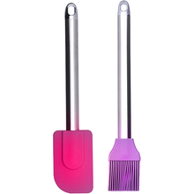 Steel Handle Silicone Spatula Brush Set