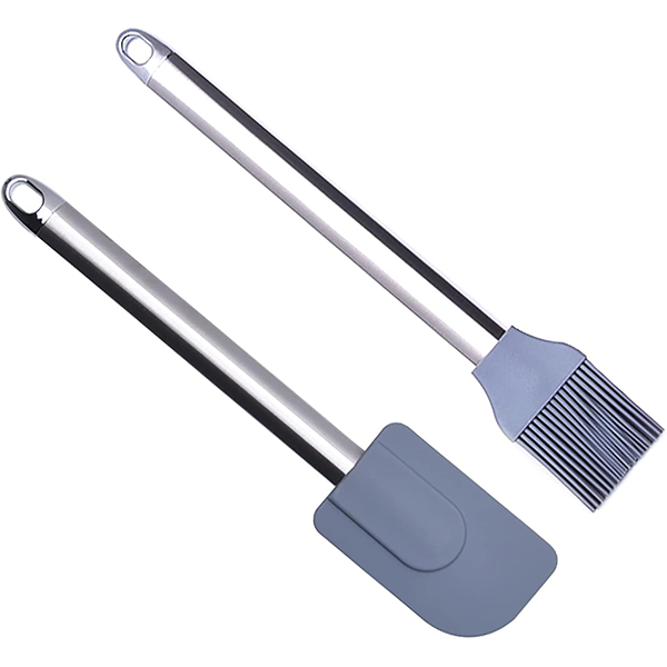 Steel Handle Silicone Spatula Brush Set