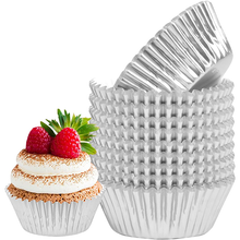 Aluminum Foil Cupcake Liner Silver 100Pcs