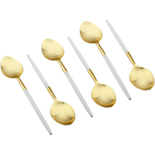 White Handle Gold Steel Table Spoons