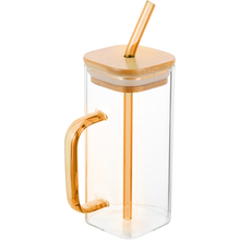 Glass Tumbler With Bamboo Lid & Straw