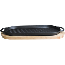 Cast Iron Griddle Pan With Wood