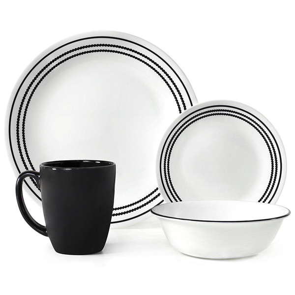 Corelle Livingware Series 16 Pcs Set Onyx Black - bakeware bake house kitchenware bakers supplies baking