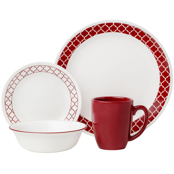 Corelle Livingware Series 16 Pcs Set Crimson Trellies - bakeware bake house kitchenware bakers supplies baking