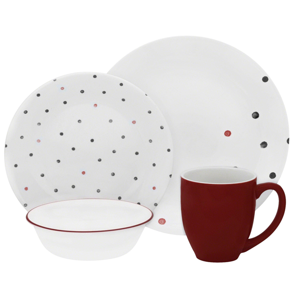 Corelle 16 Pcs Set Polka Dottie -Vive - bakeware bake house kitchenware bakers supplies baking