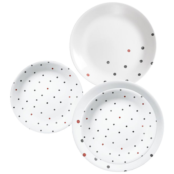 Corelle 18 Pcs Set Polka Dottie - Vive - bakeware bake house kitchenware bakers supplies baking