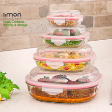 Limon 4 Pcs Glass Storage Box Container