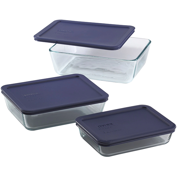 Pyrex Rectangular Glass Food Storage Container 6Pcs Set