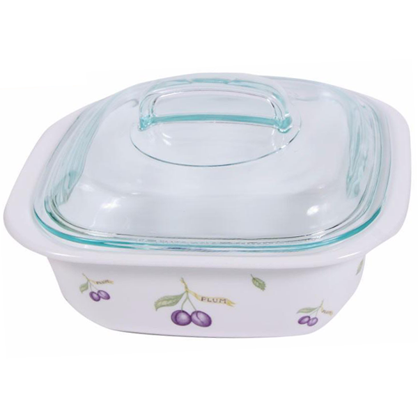 Corelle 1.41L Square Dish Plum W/ Glass Cover & Plastic Lid - bakeware bake house kitchenware bakers supplies baking