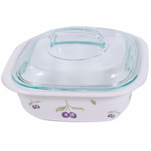 Corelle 1.41L Square Dish Plum W/ Glass Cover & Plastic Lid - bakeware bake house kitchenware bakers supplies baking