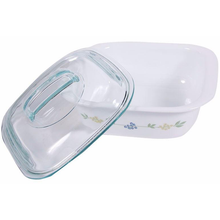 Corelle 1.41L Square Dish Secret Garden W/ Glass Cover & Plastic Lid - bakeware bake house kitchenware bakers supplies baking