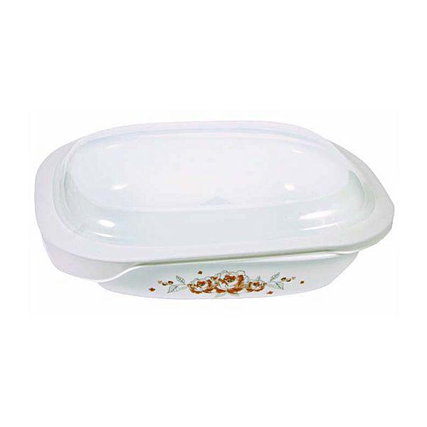 Corelle 1.89L Oblong Dish Brushed Stroke Roses with plastic cover - bakeware bake house kitchenware bakers supplies baking